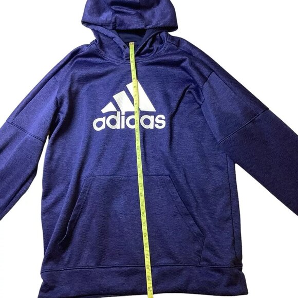 Adidas Climalite Blue Pullover Hoodie Spell Out Logo Mens Size Large - Picture 5 of 9